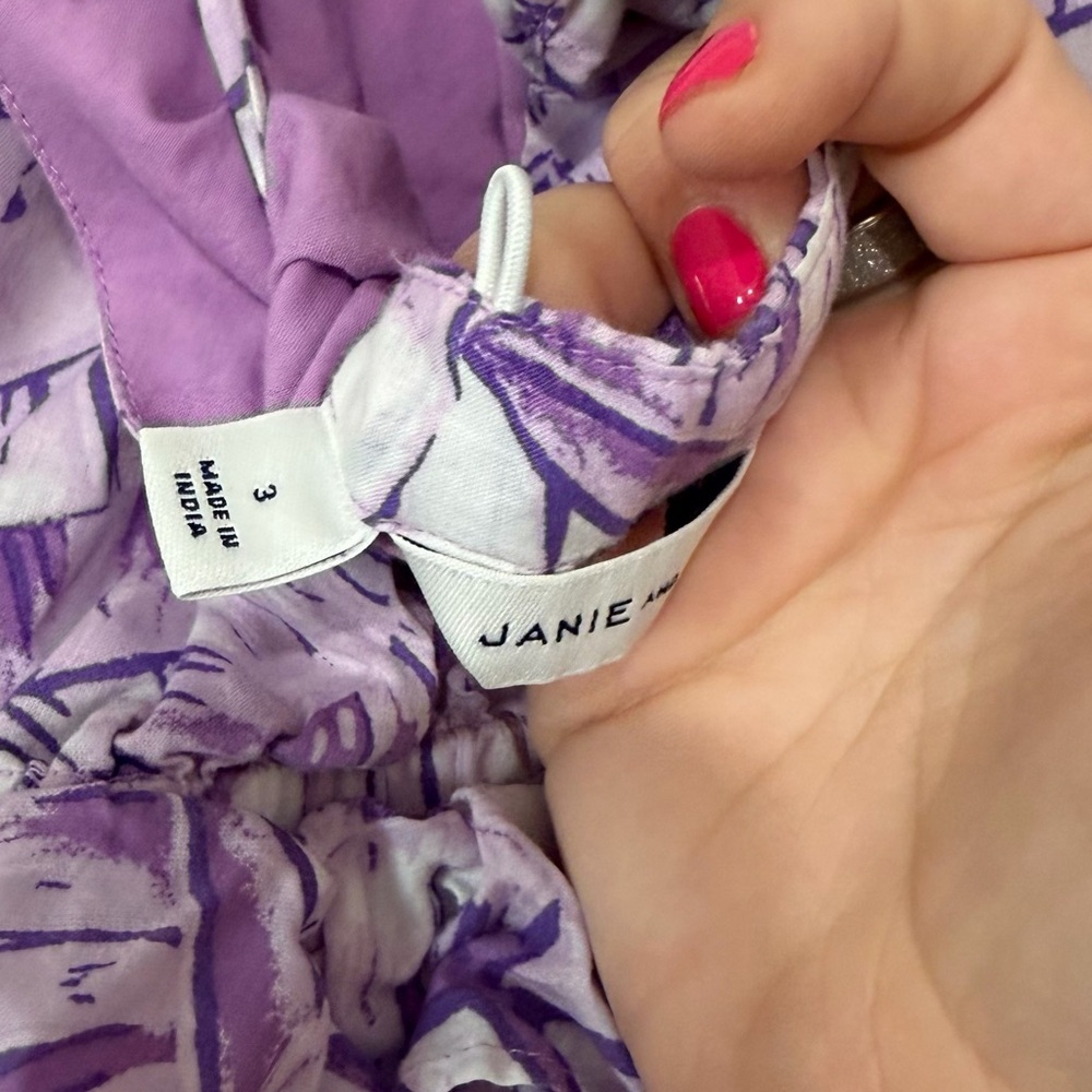 Janie and Jack Palm Leaf Peplum Purple Romper SIZE 3 - Picture 5 of 5